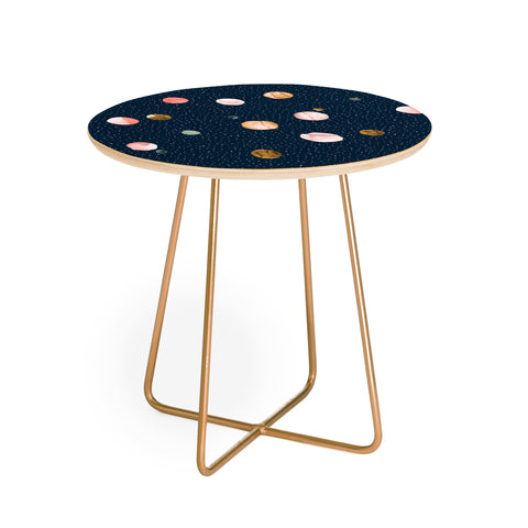 Ninola Design Watercolor Dots Mineral Navy Round Side Table