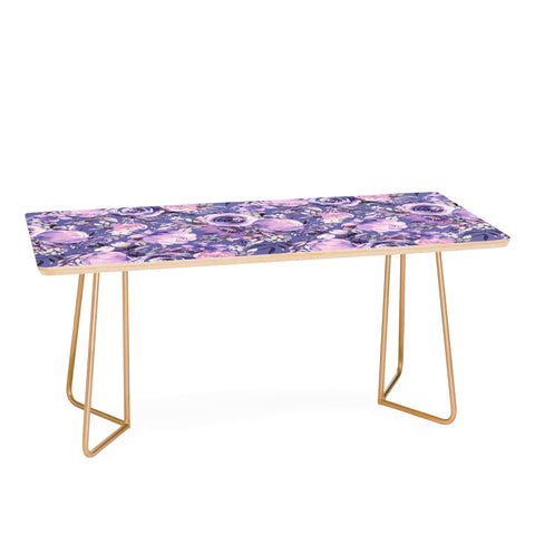 Ninola Design Watercolor Floral Very Peri Coffee Table