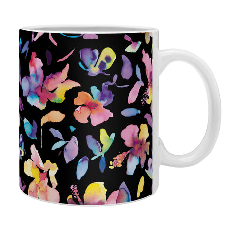 Ninola Design Watercolor Hibiscus Floral Dark Coffee Mug