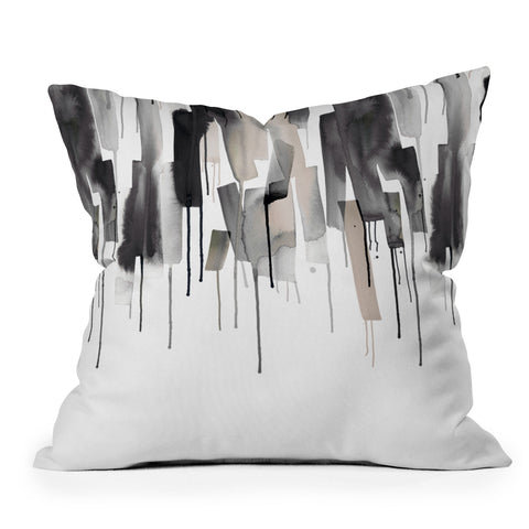 Ninola Design Watery stripes border Black Throw Pillow
