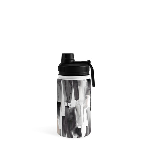 Ninola Design Watery stripes Japandi Black Water Bottle