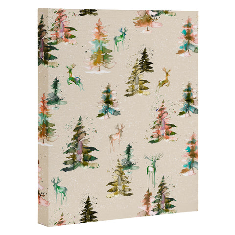 Ninola Design Winter deers forest Beige Art Canvas