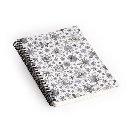 Ninola Design Winter Stars Snowflakes Gray Spiral Notebook