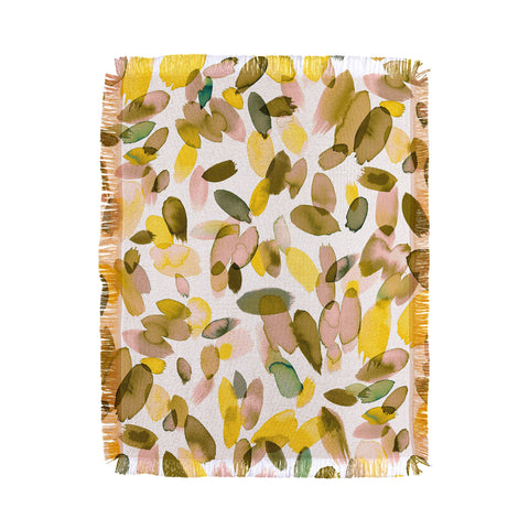 Ninola Design Yellow flower petals abstract stains Throw Blanket