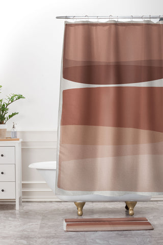 Orara Studio Modern Blush Shower Curtain And Mat