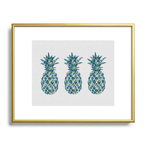 Orara Studio Teal Pineapple Metal Framed Art Print