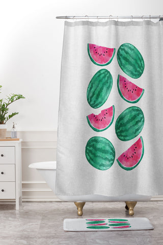 Orara Studio Watermelon Crowd Shower Curtain And Mat