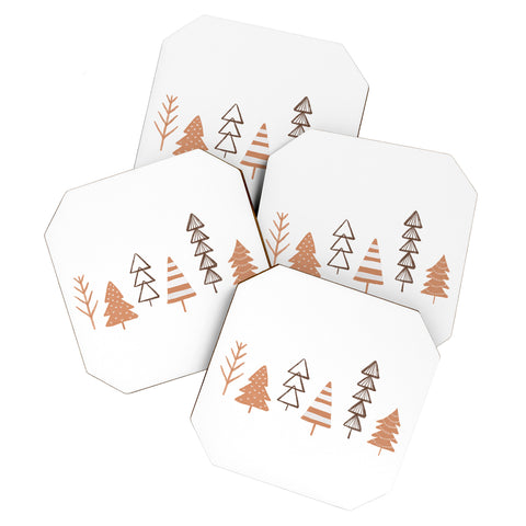 Orara Studio Winter Trees Illustration Coaster Set