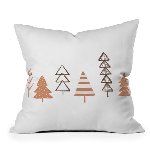 Orara Studio Winter Trees Illustration Outdoor Throw Pillow