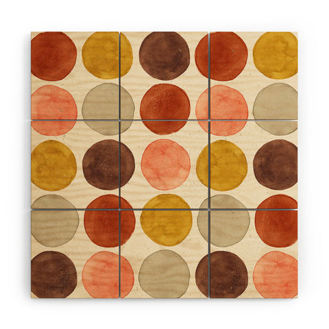 Pauline Stanley Watercolor Dots Rust Ochre Wood Wall Mural