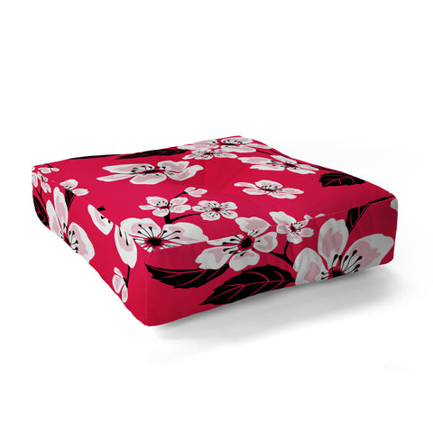 PI Photography and Designs Pink Sakura Cherry Blooms Floor Pillow Square