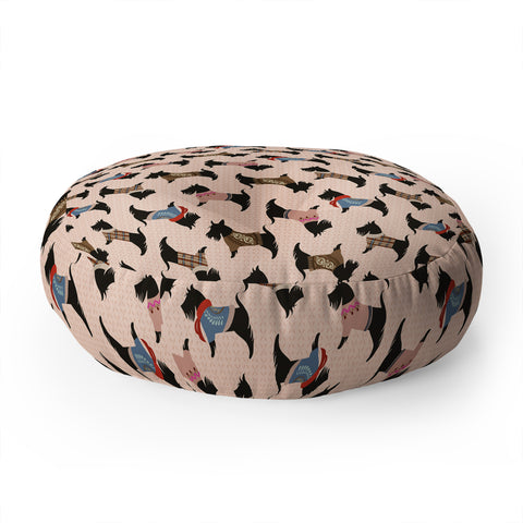 Pimlada Phuapradit Dog Pattern Scottie Floor Pillow Round