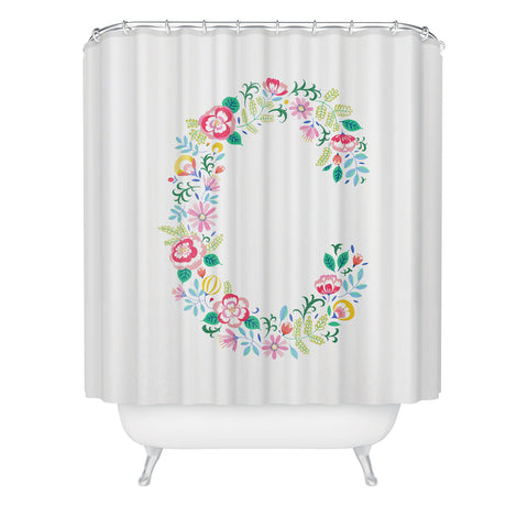 Pimlada Phuapradit Floral Alphabet C Shower Curtain