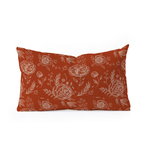 Pimlada Phuapradit Sienna floral linework Oblong Throw Pillow