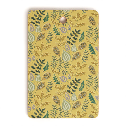 Pimlada Phuapradit Tropical Leaf Yellow Cutting Board Rectangle