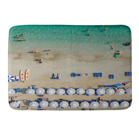 Pita Studios Blue and white umbrellas Memory Foam Bath Mat