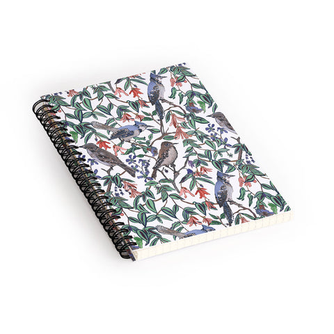 Rachelle Roberts Blue Bird Viney Leaf Spiral Notebook