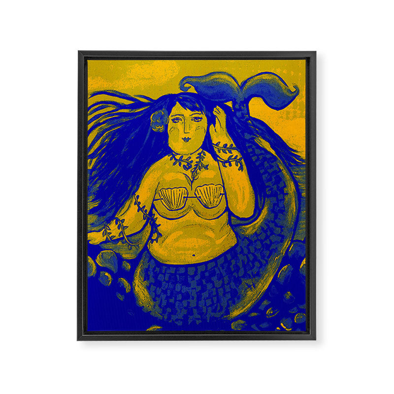 Chubby Mermaid Navy Art Canvas Renie Britenbucher