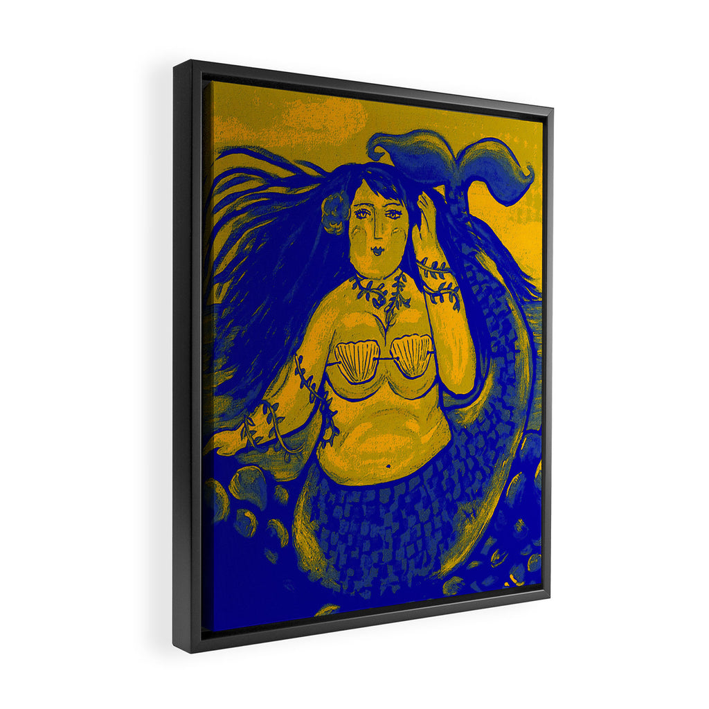 Chubby Mermaid Navy Art Canvas Renie Britenbucher