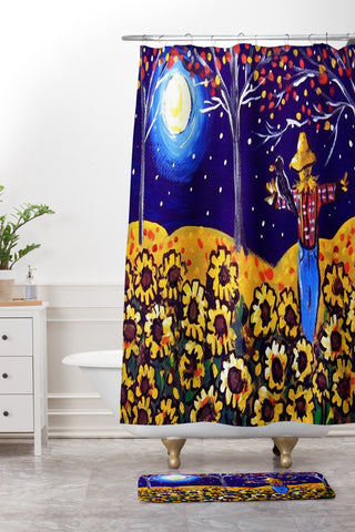 Renie Britenbucher Scarecrow in the Moonlight Shower Curtain And Mat