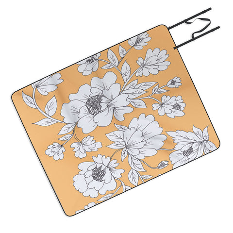 Rosie Brown Floral Orange Picnic Blanket