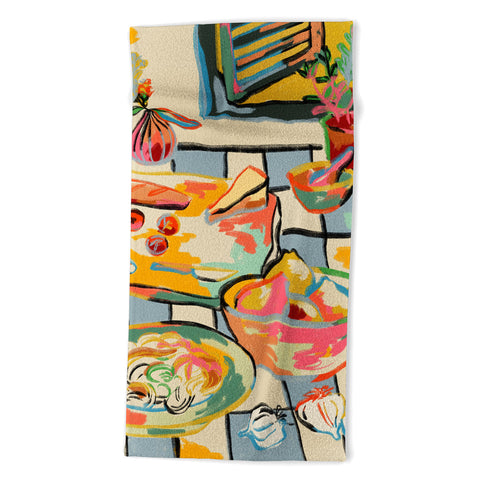 sandrapoliakov BREAD AND PASTA LOVE Beach Towel