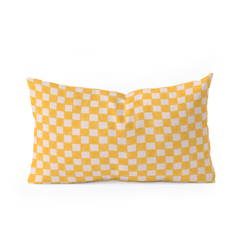 Schatzi Brown Alice Check Yellow Oblong Throw Pillow
