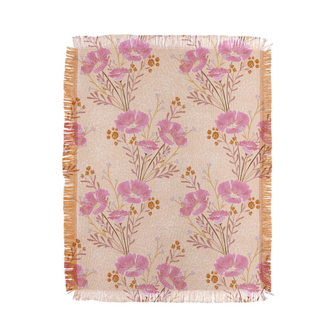Schatzi Brown Carrie Floral Pink Throw Blanket