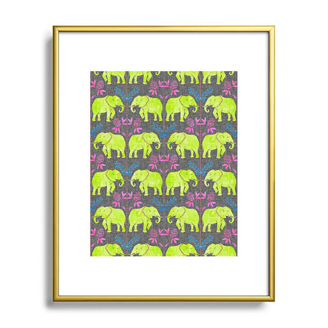 Schatzi Brown Elephant 1 Neon Metal Framed Art Print