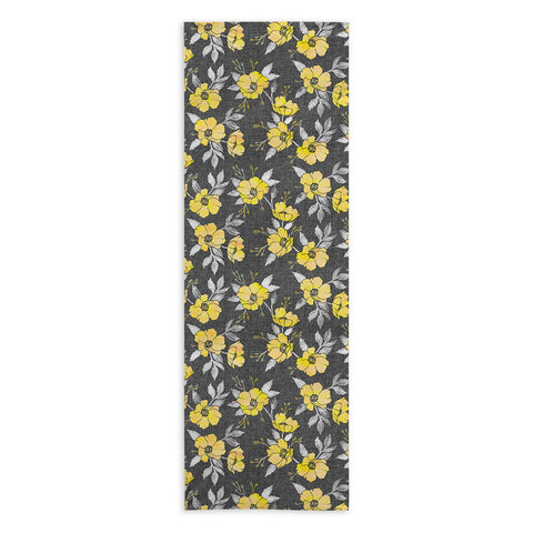 Schatzi Brown Emma Floral Gray Yellow Yoga Towel