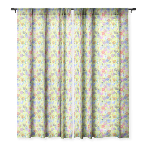 Schatzi Brown Gillian Floral Lime Sheer Window Curtain