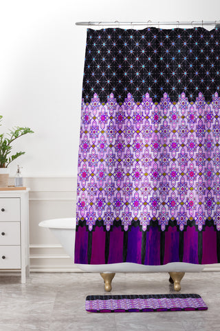 Schatzi Brown Jeema Boho Pattern Purple Shower Curtain And Mat