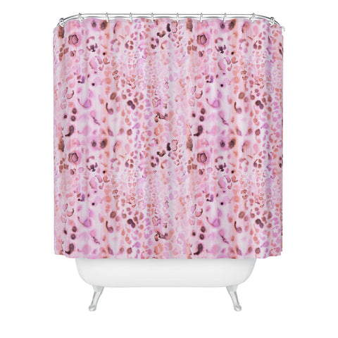 Schatzi Brown Jungle Cat Pink Shower Curtain