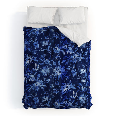 Schatzi Brown Lovely Floral Dark Blue Comforter