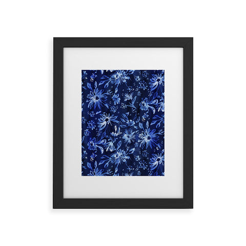 Schatzi Brown Lovely Floral Dark Blue Framed Art Print