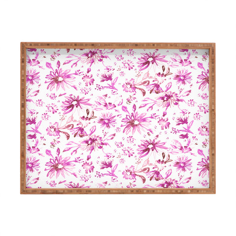 Schatzi Brown Lovely Floral Pink Rectangular Tray