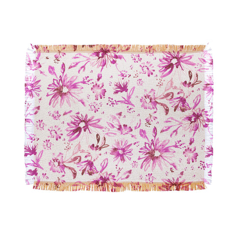 Schatzi Brown Lovely Floral Pink Throw Blanket