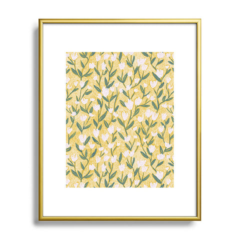 Schatzi Brown Ninna Floral Yellow Metal Framed Art Print