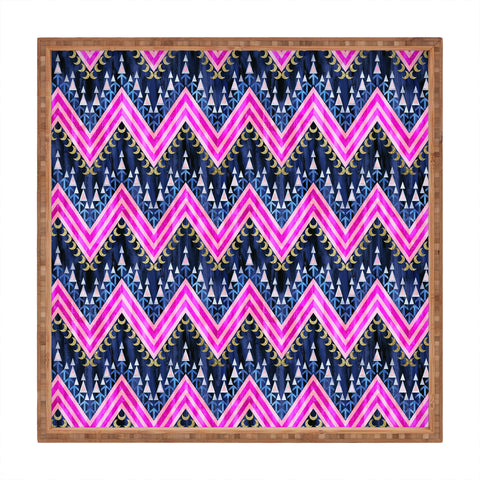 Schatzi Brown Pena Chevron Navy Square Tray