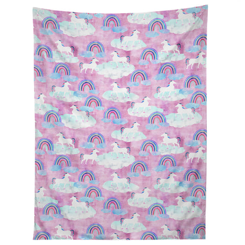 Schatzi Brown Unicorns and Rainbows Pink Tapestry