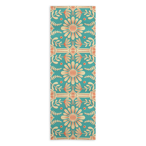 Sewzinski Boho Florals Cream Turquoise Yoga Towel