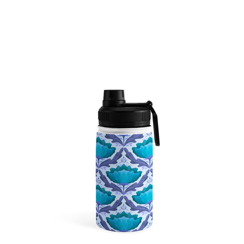 Sewzinski Diamond Floral Pattern Blue Water Bottle