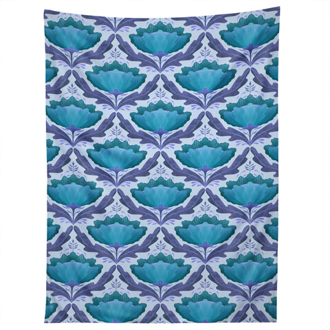 Sewzinski Diamond Floral Pattern Blue Tapestry