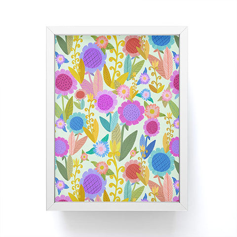 Sewzinski Folk Wildflowers on Mint Framed Mini Art Print