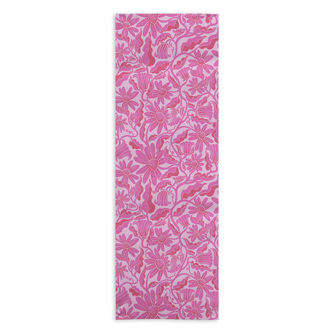 Sewzinski Monochrome Florals Pink Yoga Towel