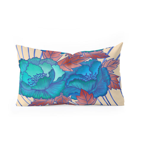 Sewzinski Peonies in Blue Oblong Throw Pillow