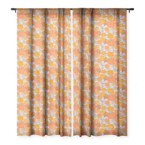 Sewzinski Pumpkin Patch Pattern Sheer Window Curtain