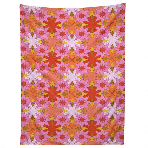 Sewzinski Star Pattern Red and Pink Tapestry