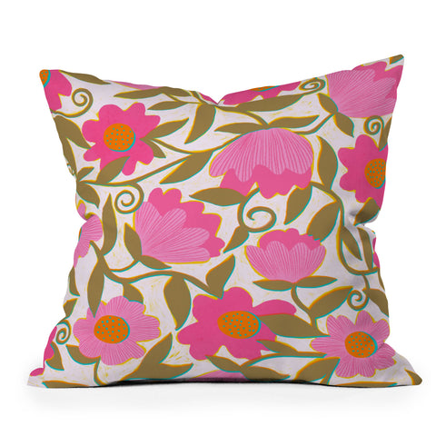 Sewzinski Sunlit Flowers Pink Throw Pillow