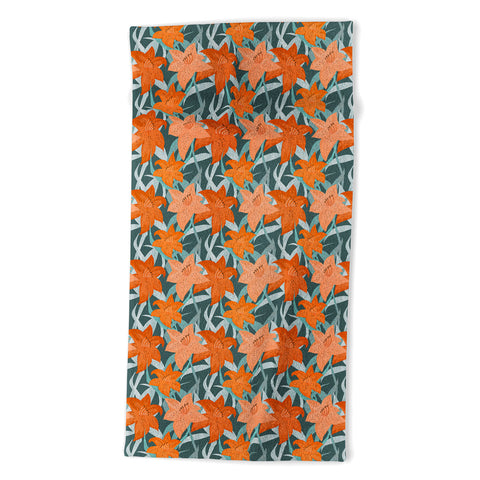 Sewzinski Tiger Lilies Beach Towel